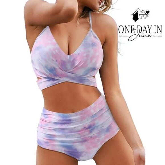 CharmLeaks Cross Front Tie Wrap High Waist Bikini Size XL - Picture 1 of 5